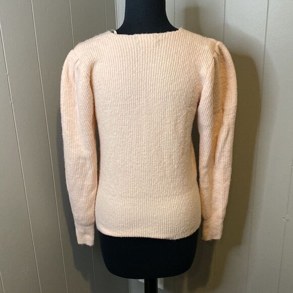 Something Navy Small Knit Sweater V Neck Long Sleeve Stretch - Picture 4 of 6